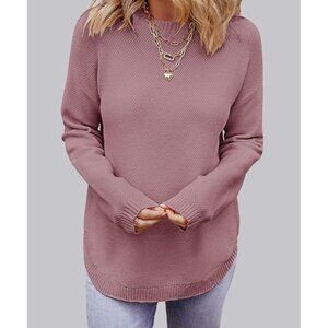 Merokeety Waffle Knit Crewneck Pullover Sweater Size XL Long Sleeve Staple Cozy